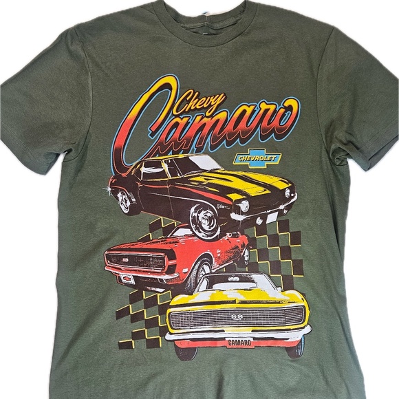 GM Chevy Camaro T-Shirt Mens Medium Green Muscle Car Enthusiast Auto Racing Tee - Picture 1 of 5